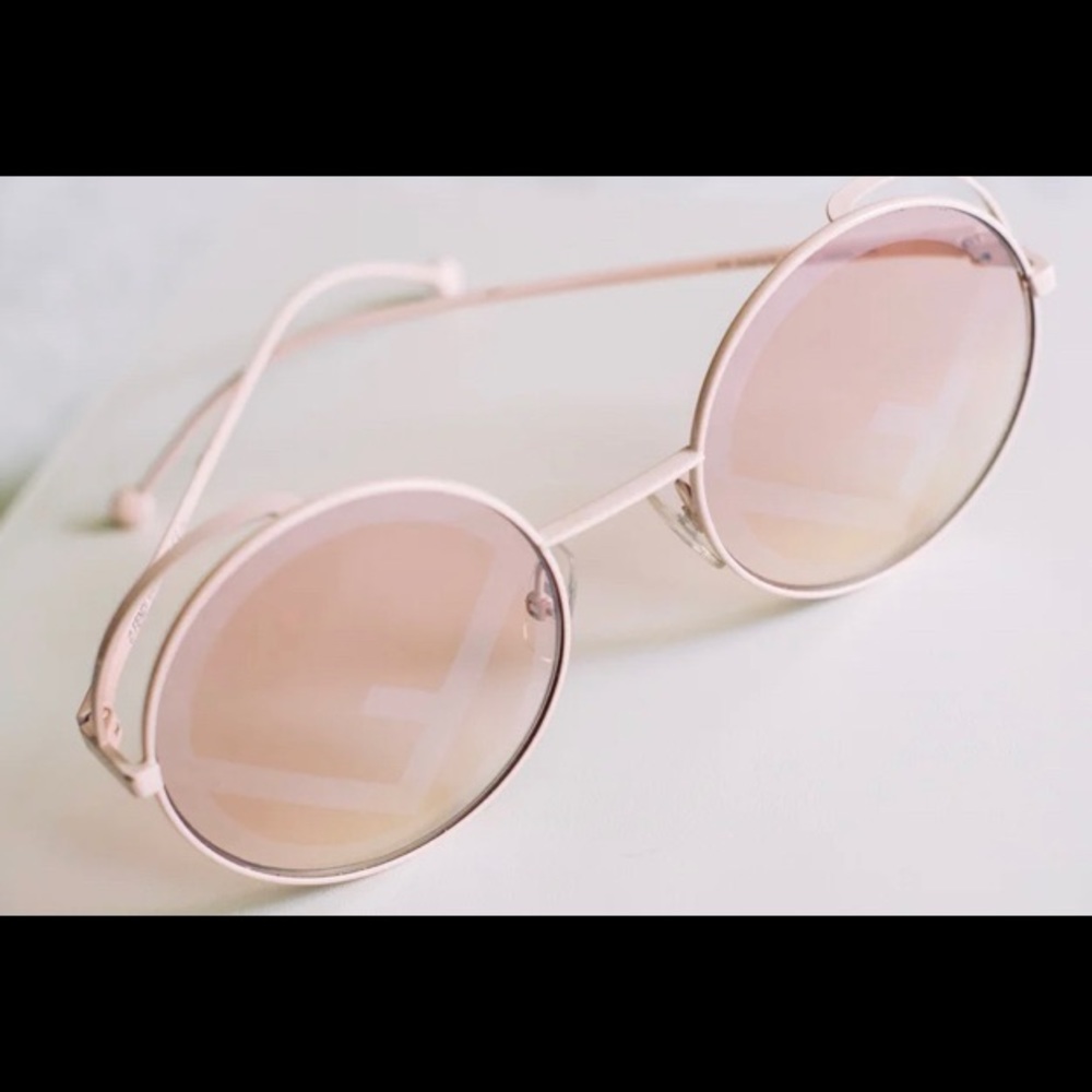 Fendi -0343 Pink round logo metal Sunglasses